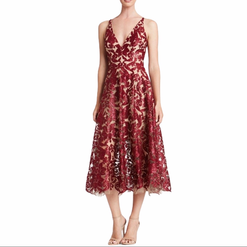 Dress The Population Burgundy Lace Blair Dress